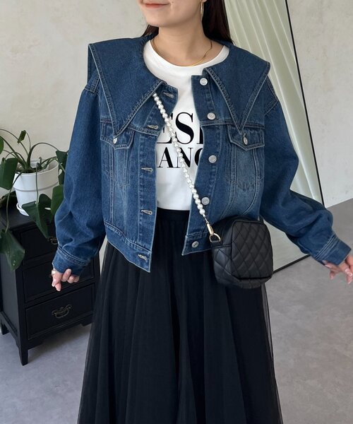 prose verse（プロズヴェール）の「ビッグ襟ショートデニムジャケット（デニムジャケット・レディース・ブルー・LARGE/MEDIUM）」の6枚目の写真