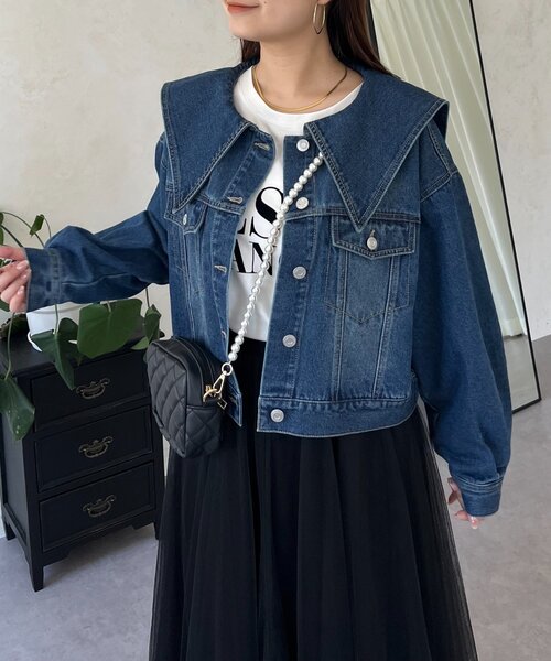 prose verse（プロズヴェール）の「ビッグ襟ショートデニムジャケット（デニムジャケット・レディース・ブルー・LARGE/MEDIUM）」の8枚目の写真
