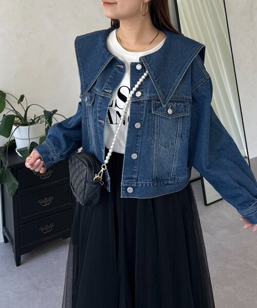prose verse（プロズヴェール）の「ビッグ襟ショートデニムジャケット（デニムジャケット・レディース・ブルー・LARGE/MEDIUM）」の9枚目の写真