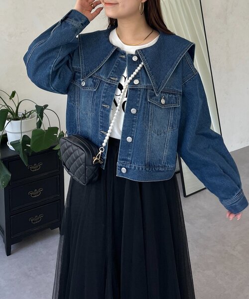 prose verse（プロズヴェール）の「ビッグ襟ショートデニムジャケット（デニムジャケット・レディース・ブルー・LARGE/MEDIUM）」の11枚目の写真