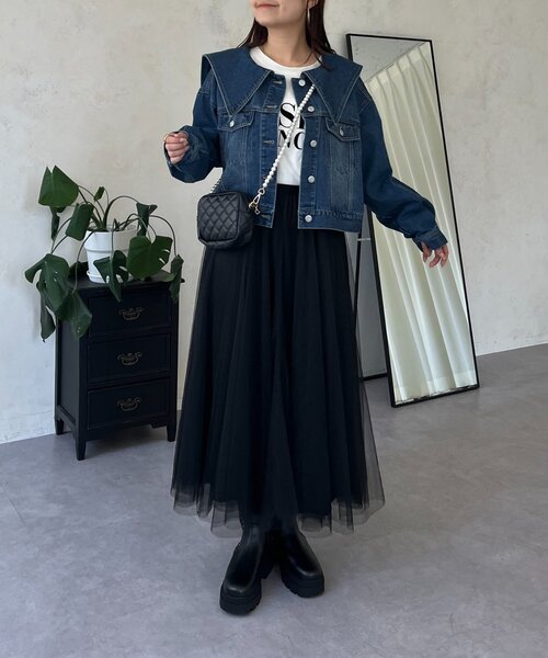 prose verse（プロズヴェール）の「ビッグ襟ショートデニムジャケット（デニムジャケット・レディース・ブルー・LARGE/MEDIUM）」の18枚目の写真