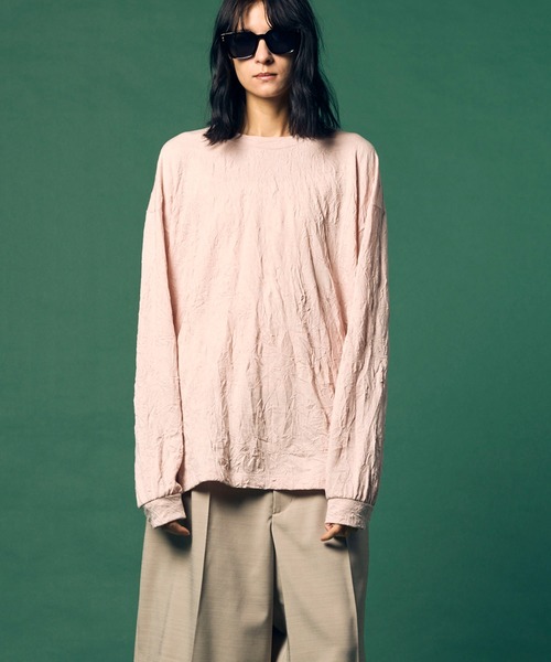 MAISON SPECIAL（メゾンスペシャル）の「《UNISEX》Catch Washer Processing Prime-Over Crew Neck Long Sleeve T-Shirt/キャッチワッシャー加工プライムオーバークルーネックロングスリーブTシャツ【MAISON SPECIAL/メゾンスペシャル】（Tシャツ/カットソー・メンズ・ブラウン/ブラック/グレイッシュベージュ/ピンク・1/2/0）」の18枚目の写真