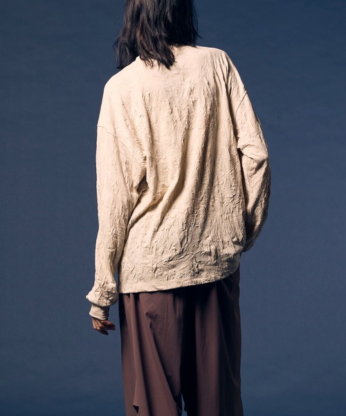 MAISON SPECIAL（メゾンスペシャル）の「《UNISEX》Catch Washer Processing Prime-Over Crew Neck Long Sleeve T-Shirt/キャッチワッシャー加工プライムオーバークルーネックロングスリーブTシャツ【MAISON SPECIAL/メゾンスペシャル】（Tシャツ/カットソー・メンズ・ブラウン/ブラック/グレイッシュベージュ/ピンク・1/2/0）」の20枚目の写真