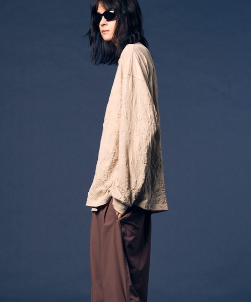 MAISON SPECIAL（メゾンスペシャル）の「《UNISEX》Catch Washer Processing Prime-Over Crew Neck Long Sleeve T-Shirt/キャッチワッシャー加工プライムオーバークルーネックロングスリーブTシャツ【MAISON SPECIAL/メゾンスペシャル】（Tシャツ/カットソー・メンズ・ブラウン/ブラック/グレイッシュベージュ/ピンク・1/2/0）」の21枚目の写真