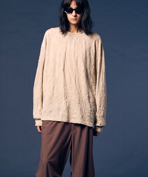 MAISON SPECIAL（メゾンスペシャル）の「《UNISEX》Catch Washer Processing Prime-Over Crew Neck Long Sleeve T-Shirt/キャッチワッシャー加工プライムオーバークルーネックロングスリーブTシャツ【MAISON SPECIAL/メゾンスペシャル】（Tシャツ/カットソー・メンズ・ブラウン/ブラック/グレイッシュベージュ/ピンク・1/2/0）」の22枚目の写真