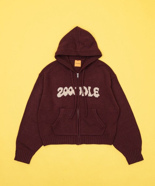 Zooodle（ズードル）の「rogo knit hoodie - ロゴニットフーディー -（パーカー・メンズ・ベージュ/バーガンディー・LARGE/MEDIUM）」の4枚目の写真