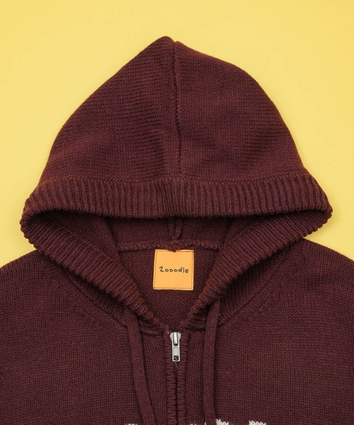 Zooodle（ズードル）の「rogo knit hoodie - ロゴニットフーディー -（パーカー・メンズ・ベージュ/バーガンディー・LARGE/MEDIUM）」の9枚目の写真