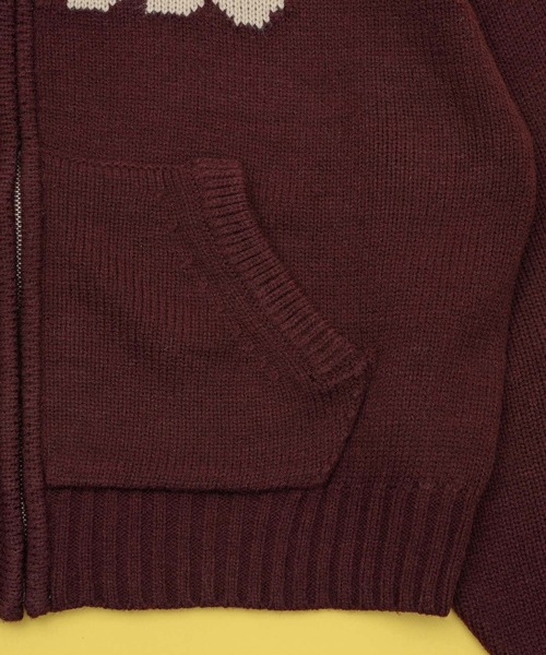 Zooodle（ズードル）の「rogo knit hoodie - ロゴニットフーディー -（パーカー・メンズ・ベージュ/バーガンディー・LARGE/MEDIUM）」の8枚目の写真