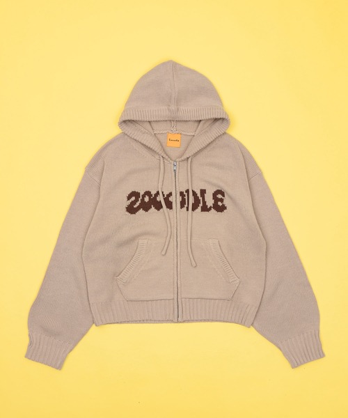 Zooodle（ズードル）の「rogo knit hoodie - ロゴニットフーディー -（パーカー・メンズ・ベージュ/バーガンディー・LARGE/MEDIUM）」の7枚目の写真