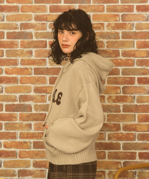 Zooodle（ズードル）の「rogo knit hoodie - ロゴニットフーディー -（パーカー・メンズ・ベージュ/バーガンディー・LARGE/MEDIUM）」の15枚目の写真