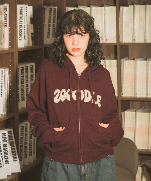 Zooodle（ズードル）の「rogo knit hoodie - ロゴニットフーディー -（パーカー・メンズ・ベージュ/バーガンディー・LARGE/MEDIUM）」の20枚目の写真