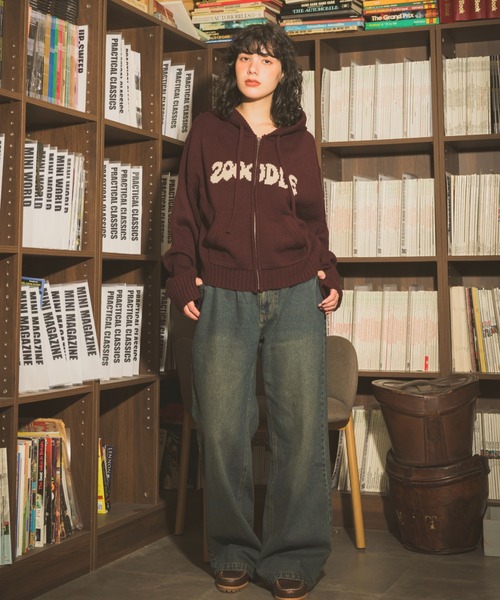 Zooodle（ズードル）の「rogo knit hoodie - ロゴニットフーディー -（パーカー・メンズ・ベージュ/バーガンディー・LARGE/MEDIUM）」の12枚目の写真