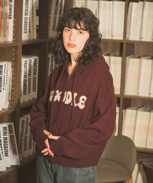 mschf RHOMBUS KNIT HOODIE ニットフーディー パーカー MISCHIEF】 RHOMBUS PUNCHING HOODIE ZIP-UP (MISCHIEF/パーカー