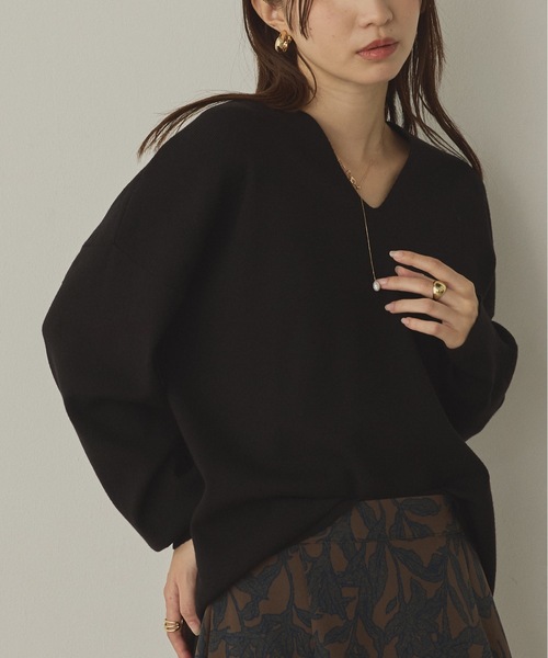 静電気防止】やわもちヤーン ドロップショルダーニット（ニット