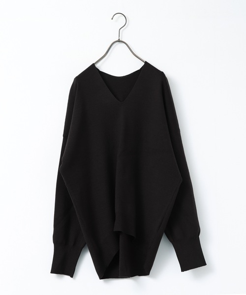 hunch(ハンチ)の「【静電気防止】やわもちヤーン ドロップショルダーニット(ニット/セーター・レディース・ブラック/レッド/ブラウン/ブルー/アイボリー/ネイビー/ロイヤルブルー・FREE)」の9枚目の写真