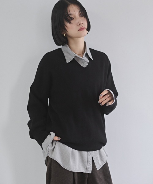 静電気防止】やわもちヤーン ドロップショルダーニット（ニット