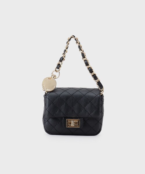 OPAQUE.CLIP(オペークドットクリップ)の「ミニサイズキルティングバッグチャーム(チャーム・レディース・ブラック系1/ブラック/オフホワイト/ホワイト系9/シルバー系その他7/ベージュ系6・00)」の1枚目の写真