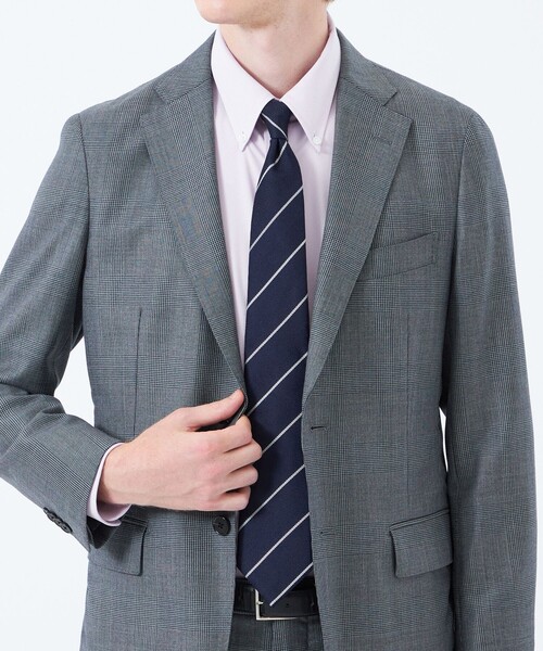 MACKINTOSH PHILOSOPHY(マッキントッシュ フィロソフィー)の「ヘリンボーン×ストライプ レギュラータイ(ネクタイ・メンズ・チャコールグレー/ダークネイビー・FREE)」の4枚目の写真