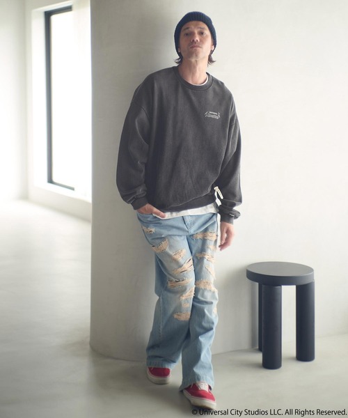 ADAM PATEK（アダムパテック）の「msw1753-Frankenstein face print crewneck スウェット(AP2524018)（スウェット・メンズ・ブラック/ミックスグレー・1/2）」の7枚目の写真