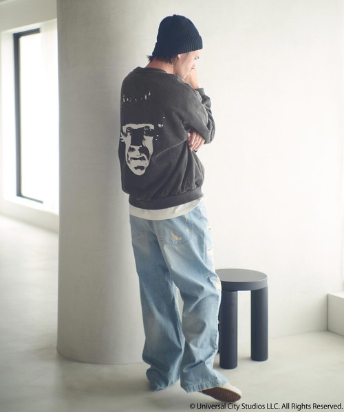ADAM PATEK（アダムパテック）の「msw1753-Frankenstein face print crewneck スウェット(AP2524018)（スウェット・メンズ・ブラック/ミックスグレー・1/2）」の8枚目の写真
