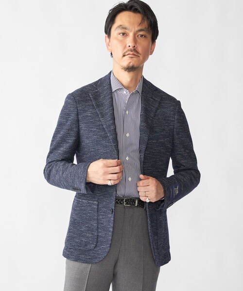 SHIPS（シップス）の「SHIPS: ジャージー ロンドンストライプ ワンピースカラー シャツ（ビジネスシャツ・メンズ・ネイビー/ブラウン・SMALL/MEDIUM/LARGE/X-LARGE）」の6枚目の写真