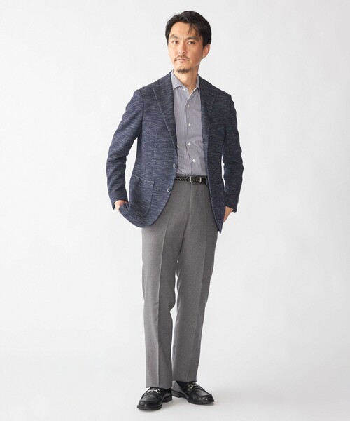 SHIPS（シップス）の「SHIPS: ジャージー ロンドンストライプ ワンピースカラー シャツ（ビジネスシャツ・メンズ・ネイビー/ブラウン・SMALL/MEDIUM/LARGE/X-LARGE）」の10枚目の写真