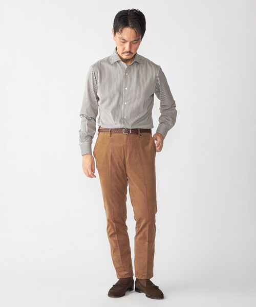 SHIPS（シップス）の「SHIPS: ジャージー ロンドンストライプ ワンピースカラー シャツ（ビジネスシャツ・メンズ・ネイビー/ブラウン・SMALL/MEDIUM/LARGE/X-LARGE）」の7枚目の写真