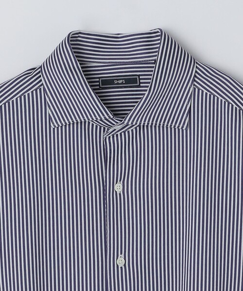 SHIPS（シップス）の「SHIPS: ジャージー ロンドンストライプ ワンピースカラー シャツ（ビジネスシャツ・メンズ・ネイビー/ブラウン・SMALL/MEDIUM/LARGE/X-LARGE）」の15枚目の写真