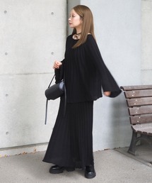 pleats bell sleeve knit set up /プリーツベルスリーブニットセットアップ