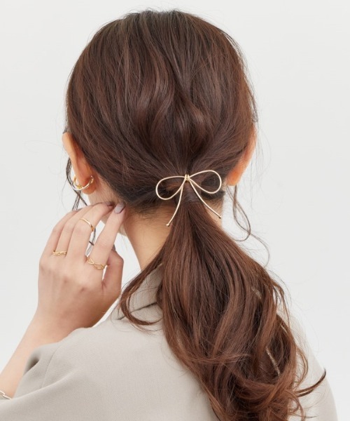 セール】メタルリボンモチーフ フックポニー ヘアカフ（バレッタ/ヘア