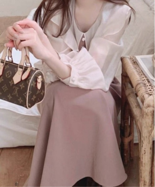 Mejoul(メジュール)の「ビックカラー配色パフスリーブドレス(ワンピース・レディース・ブラック/ピンク・M/L)」の12枚目の写真