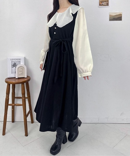 Mejoul(メジュール)の「ビックカラー配色パフスリーブドレス(ワンピース・レディース・ブラック/ピンク・M/L)」の18枚目の写真