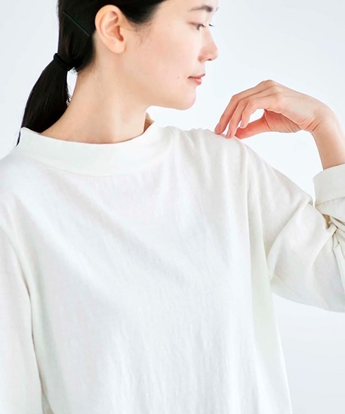 HAU(ハウ)の「トップスガーゼ 3/4sleeve(Tシャツ/カットソー・レディース・チャコールグレー/ライトグレー/ブラウン/ホワイト・MEDIUM)」の2枚目の写真