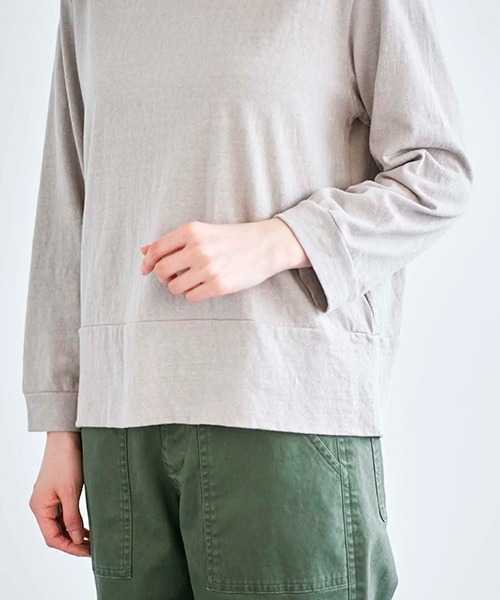 HAU(ハウ)の「トップスガーゼ 3/4sleeve(Tシャツ/カットソー・レディース・チャコールグレー/ライトグレー/ブラウン/ホワイト・MEDIUM)」の8枚目の写真