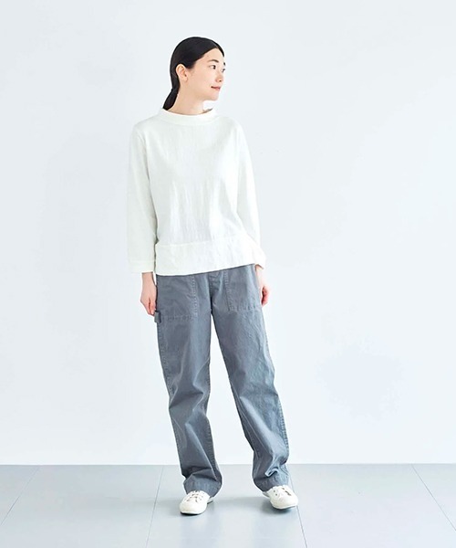 HAU(ハウ)の「トップスガーゼ 3/4sleeve(Tシャツ/カットソー・レディース・チャコールグレー/ライトグレー/ブラウン/ホワイト・MEDIUM)」の14枚目の写真