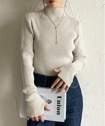 She's Closet（シーズクローゼット）の「配色指穴サムホール長袖ハイネックリブニットトップス（ニット/セーター・レディース）」