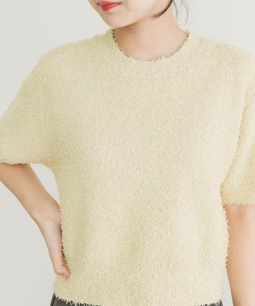 ITEMS URBANRESEARCH（アイテムズ アーバンリサーチ）の「フリンジコンパクトニット（ニット/セーター・レディース・ブラック/イエロー系その他/オフホワイト/ブラウン・FREE）」の19枚目の写真