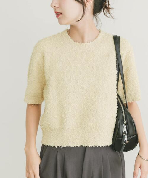 ITEMS URBANRESEARCH（アイテムズ アーバンリサーチ）の「フリンジコンパクトニット（ニット/セーター・レディース・ブラック/イエロー系その他/オフホワイト/ブラウン・FREE）」の18枚目の写真