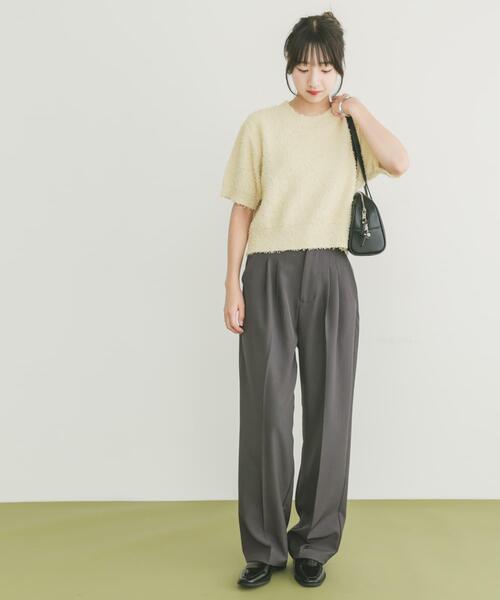 ITEMS URBANRESEARCH（アイテムズ アーバンリサーチ）の「フリンジコンパクトニット（ニット/セーター・レディース・ブラック/イエロー系その他/オフホワイト/ブラウン・FREE）」の16枚目の写真