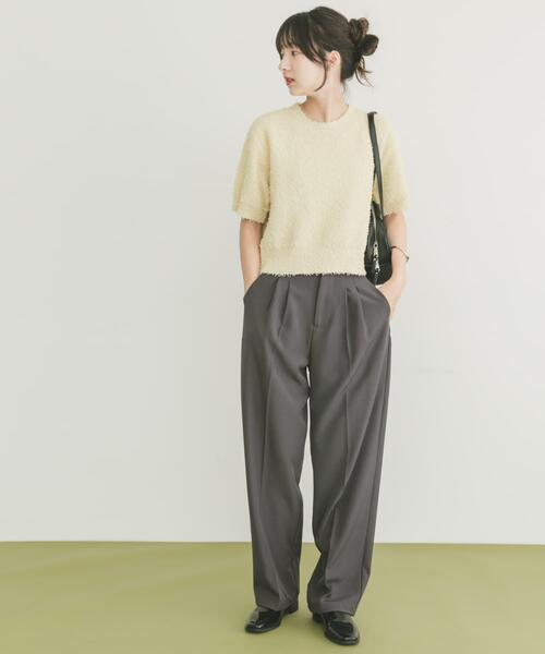 ITEMS URBANRESEARCH（アイテムズ アーバンリサーチ）の「フリンジコンパクトニット（ニット/セーター・レディース・ブラック/イエロー系その他/オフホワイト/ブラウン・FREE）」の15枚目の写真