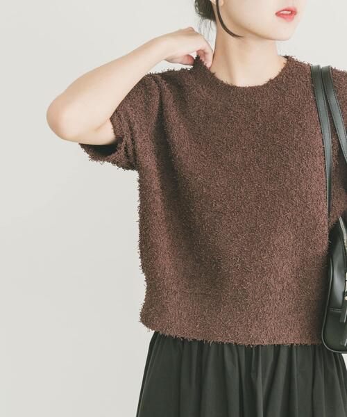 ITEMS URBANRESEARCH（アイテムズ アーバンリサーチ）の「フリンジコンパクトニット（ニット/セーター・レディース・ブラック/イエロー系その他/オフホワイト/ブラウン・FREE）」の10枚目の写真