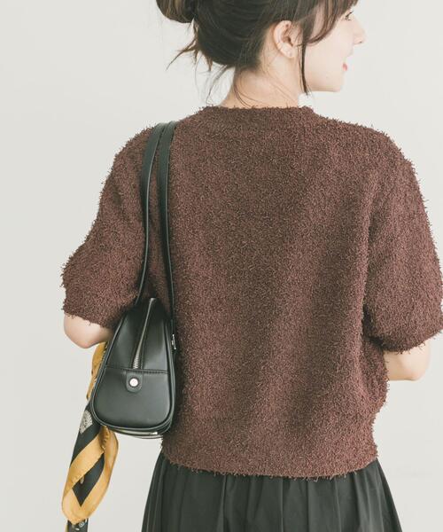 ITEMS URBANRESEARCH（アイテムズ アーバンリサーチ）の「フリンジコンパクトニット（ニット/セーター・レディース・ブラック/イエロー系その他/オフホワイト/ブラウン・FREE）」の9枚目の写真