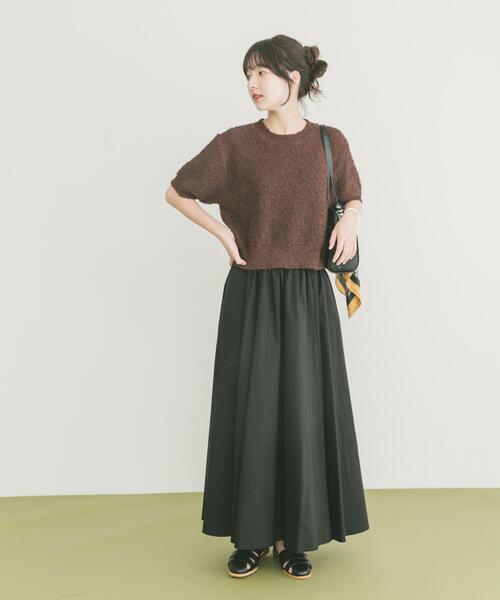 ITEMS URBANRESEARCH（アイテムズ アーバンリサーチ）の「フリンジコンパクトニット（ニット/セーター・レディース・ブラック/イエロー系その他/オフホワイト/ブラウン・FREE）」の7枚目の写真