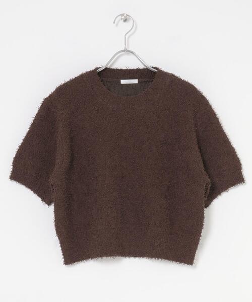 ITEMS URBANRESEARCH（アイテムズ アーバンリサーチ）の「フリンジコンパクトニット（ニット/セーター・レディース・ブラック/イエロー系その他/オフホワイト/ブラウン・FREE）」の6枚目の写真