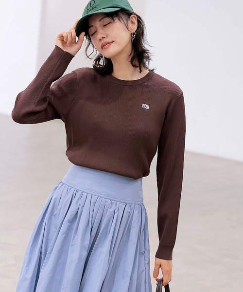 Jines(ジネス)の「newnew刺繍リブニット【WEB限定】(ニット/セーター・レディース・レッド/ブラウン/ブラック/アイボリー・38)」の3枚目の写真