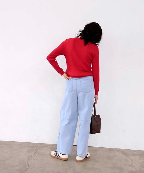 Jines(ジネス)の「newnew刺繍リブニット【WEB限定】(ニット/セーター・レディース・レッド/ブラウン/ブラック/アイボリー・38)」の6枚目の写真