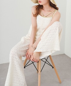 セール】ヘリンボーンリネンベアワイドオールインワン（つなぎ