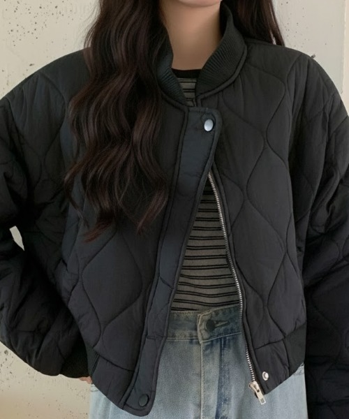 セール】【25年秋冬新作】ショート丈キルティングブルゾン 中綿