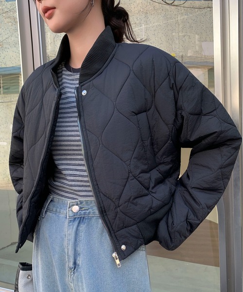 セール】【25年秋冬新作】ショート丈キルティングブルゾン 中綿