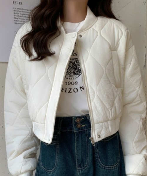 セール】【25年秋冬新作】ショート丈キルティングブルゾン 中綿